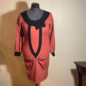 Chic Black and Red Long Sleeve Dress